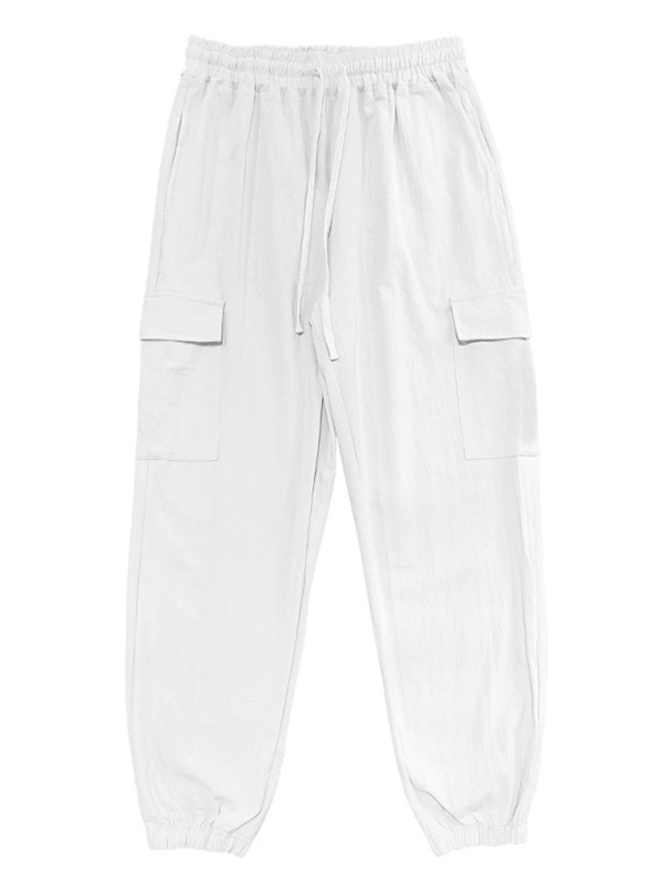 Casual cuffs, multi-pocket drawstrings, solid color, loose large size drawstring trousers - Vitalis Collection