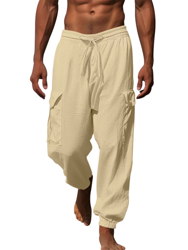 Casual cuffed multi-pocket drawstring trousers - Vitalis Collection