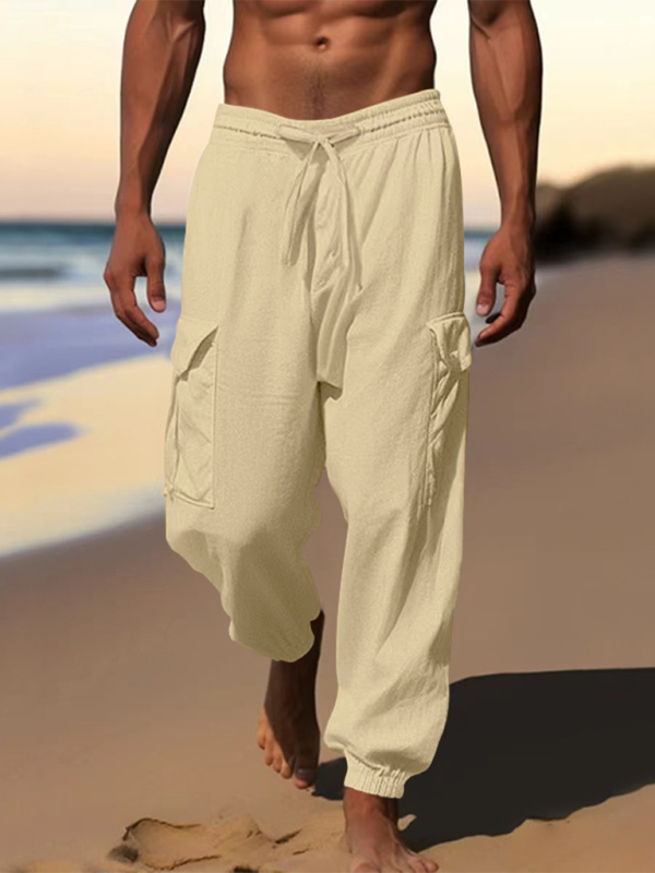 Casual cuffed multi-pocket drawstring trousers - Vitalis Collection