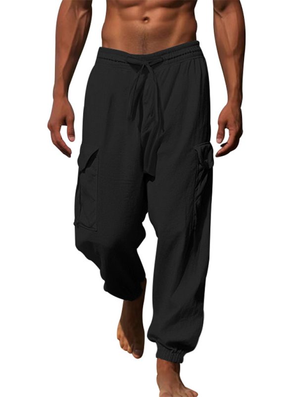 Casual cuffed multi-pocket drawstring trousers - Vitalis Collection