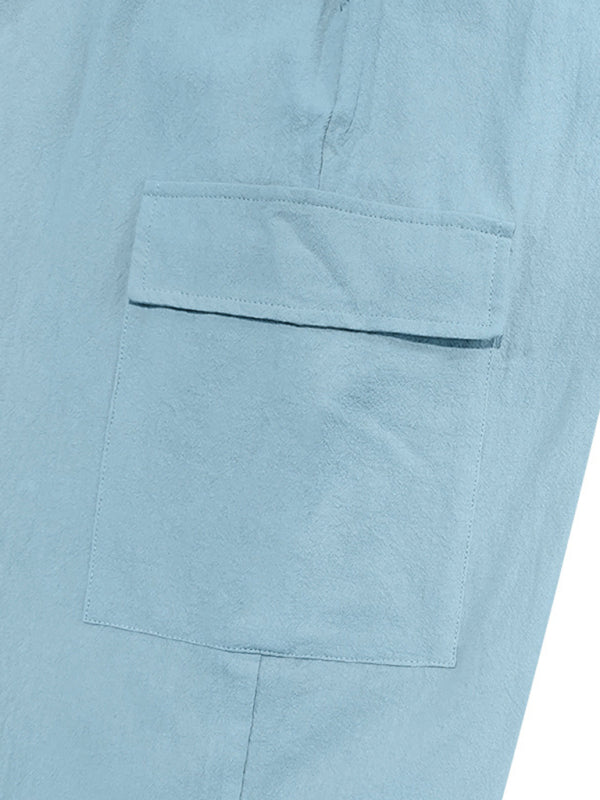 Casual cuffed multi-pocket drawstring trousers - Vitalis Collection
