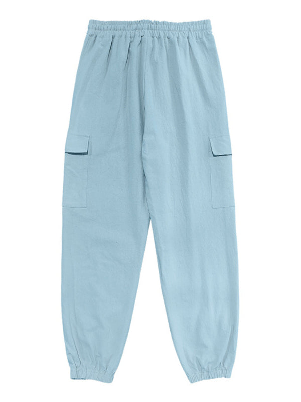 Casual cuffed multi-pocket drawstring trousers - Vitalis Collection