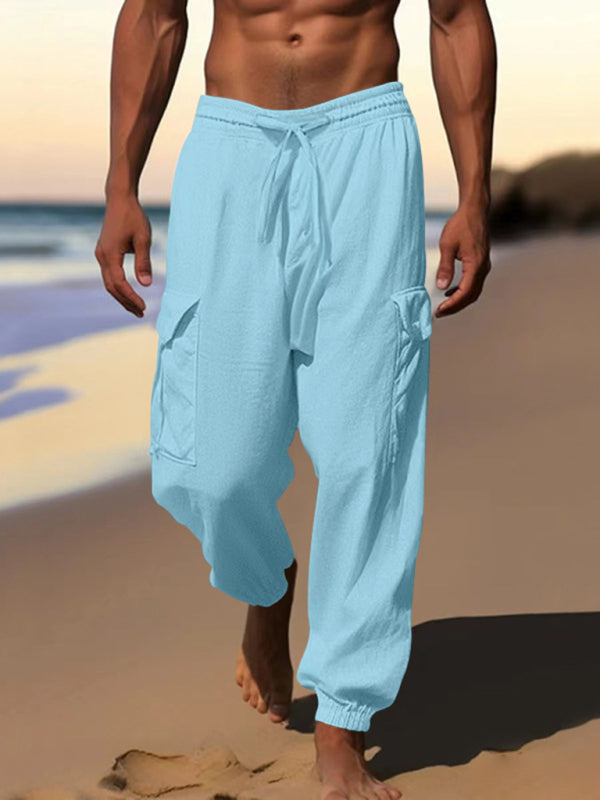 Casual cuffed multi-pocket drawstring trousers - Vitalis Collection