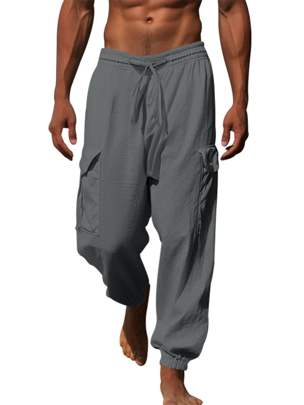Casual cuffed multi-pocket drawstring trousers - Vitalis Collection