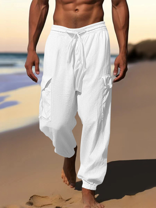 Casual cuffed multi-pocket drawstring trousers - Vitalis Collection