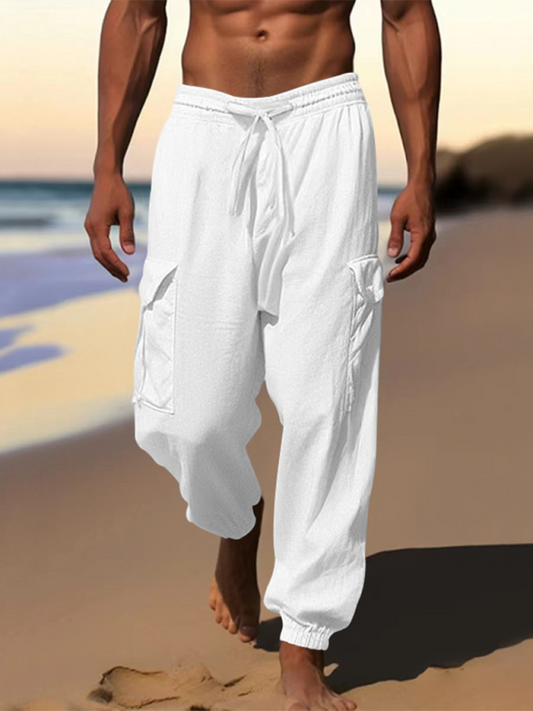 Casual cuffed multi-pocket drawstring trousers - Vitalis Collection