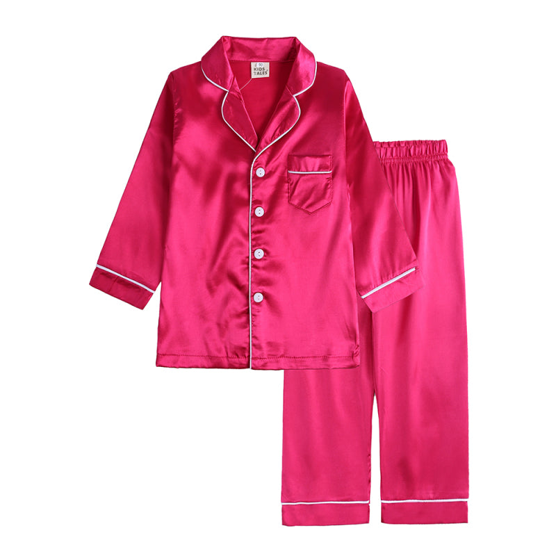 Children's Satin Long Sleeve Home Pajamas Sets - Vitalis Collection